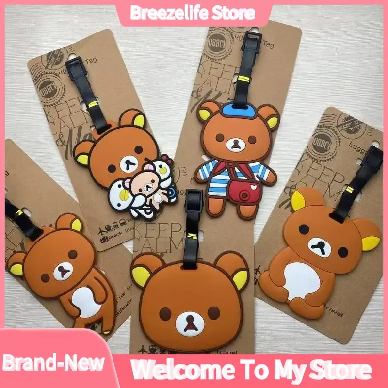 

【Хит продаж】Милая и креативная мультяшная бирка для багажа Rilakkuma из ПВХ с мягкой резиновой подвеской, подарок для девочек