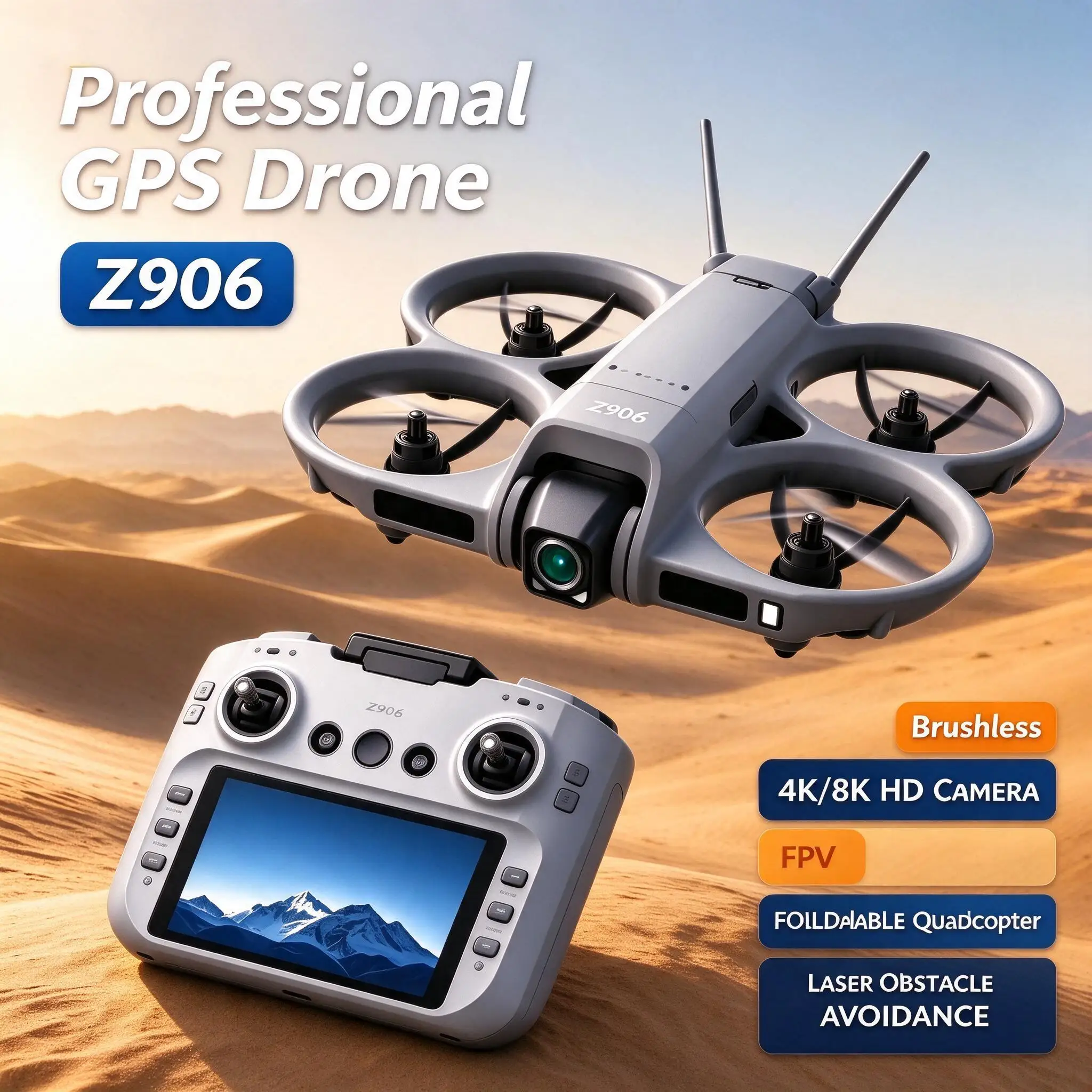 Durable 4K 8K HD Camera Professional GPS Drone Brushless FPV Foldable Quadcopter with Laser Obstacle Avoidance for Aerial Z906