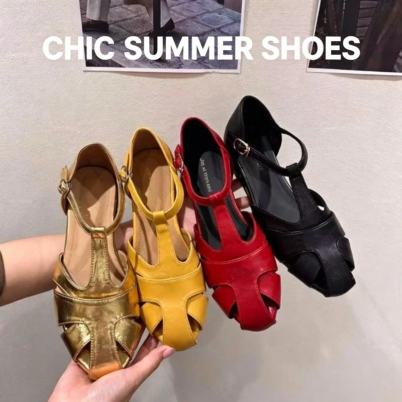 Nuevas sandalias de verano para mujer, calzado informal de verano, sandalias planas con tiras cruzadas, sandalias romanas huecas con patchwork, Zapatos сандали