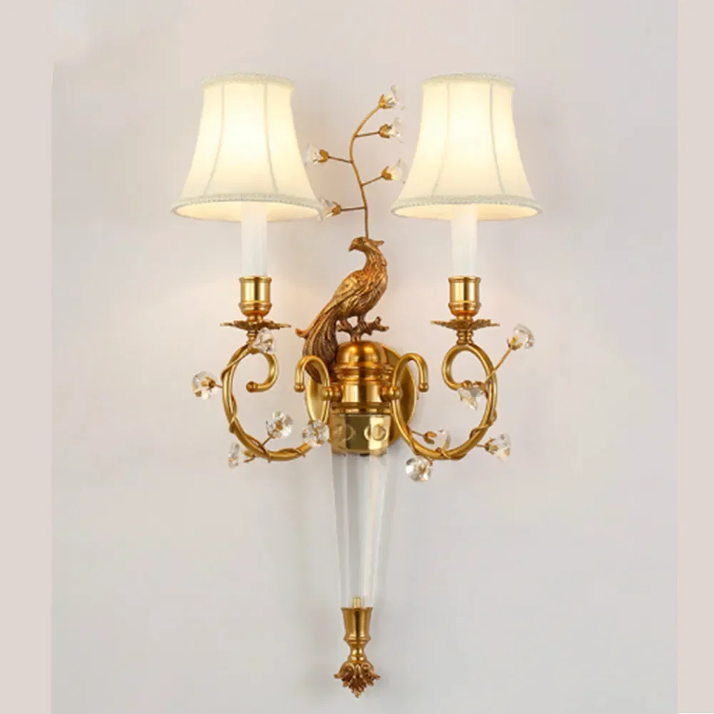 

French Royal Wall Lamp Copper Fashion Vintage American Rustic Stair Lamp Bedroom Bedside Lamp