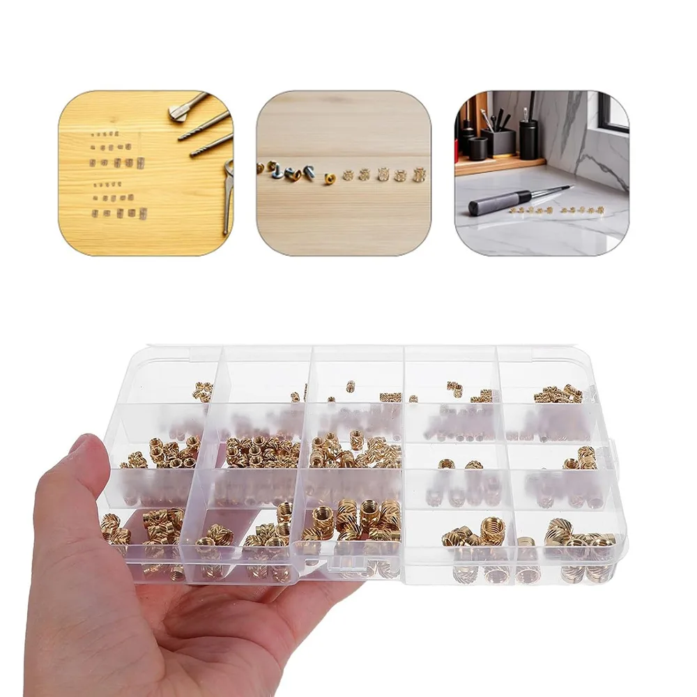 

400 шт. латунные гайки с накаткой, набор вставок, нагревательный набор, резьбовые вставки с накаткой, вставные гайки для пластиковых печатных компонентов