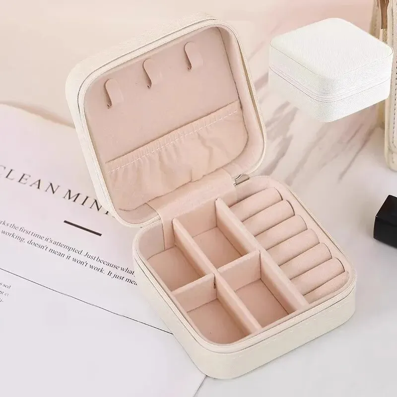 Mini Jewelry Storage Box Portable Home Travel Earrings Necklace Storage Case for Women Ring Organizer PU Leather Display Case Mi