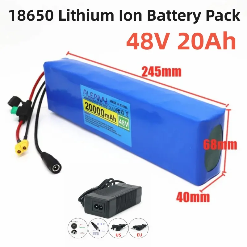 

48v Battery 20Ah 18650 Lithium Ion Battery Pack 13S2P Bike Conversion Kit Bafang 250w-1000w and electric bike 54.6V 2A Charger