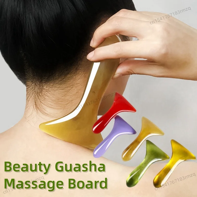 1PC Triangle Shaped Beauty Guasha Massage Board Resin Acupuncture Shiatsu Tool Facial and Full Body Universal Tired Relax