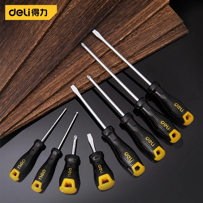 Deli Electrician\'s Repair Hand Tools 2/4/6/8PCS SLOTTED/Phillips Screwdriver Set Multifunction Household Magnetic Screw Driver