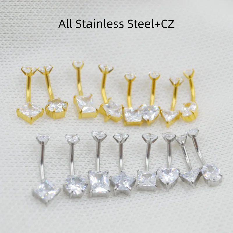 

20 шт., хирургическая сталь CZ, пупок, кольца для пупка с внутренней резьбой, ювелирные изделия для пирсинга