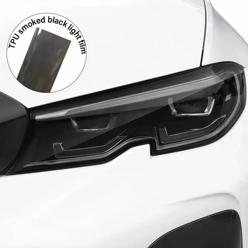 

Auto Car Headlight PPF Film Photochromic TPU with UV Protection Anti-Scratch Lamp Wrap Black Color Headlight Film