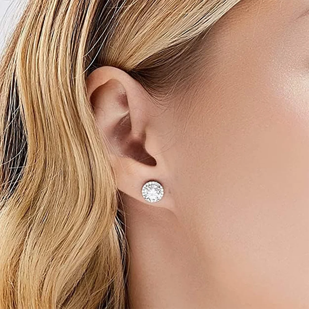 حقيقي 0.5CT D اللون جميع مويسانيتي أقراط مستديرة للنساء 925 فضة تألق قرط الاذن المرصع غرامة مجوهرات السفن من الولايات المتحدة #3