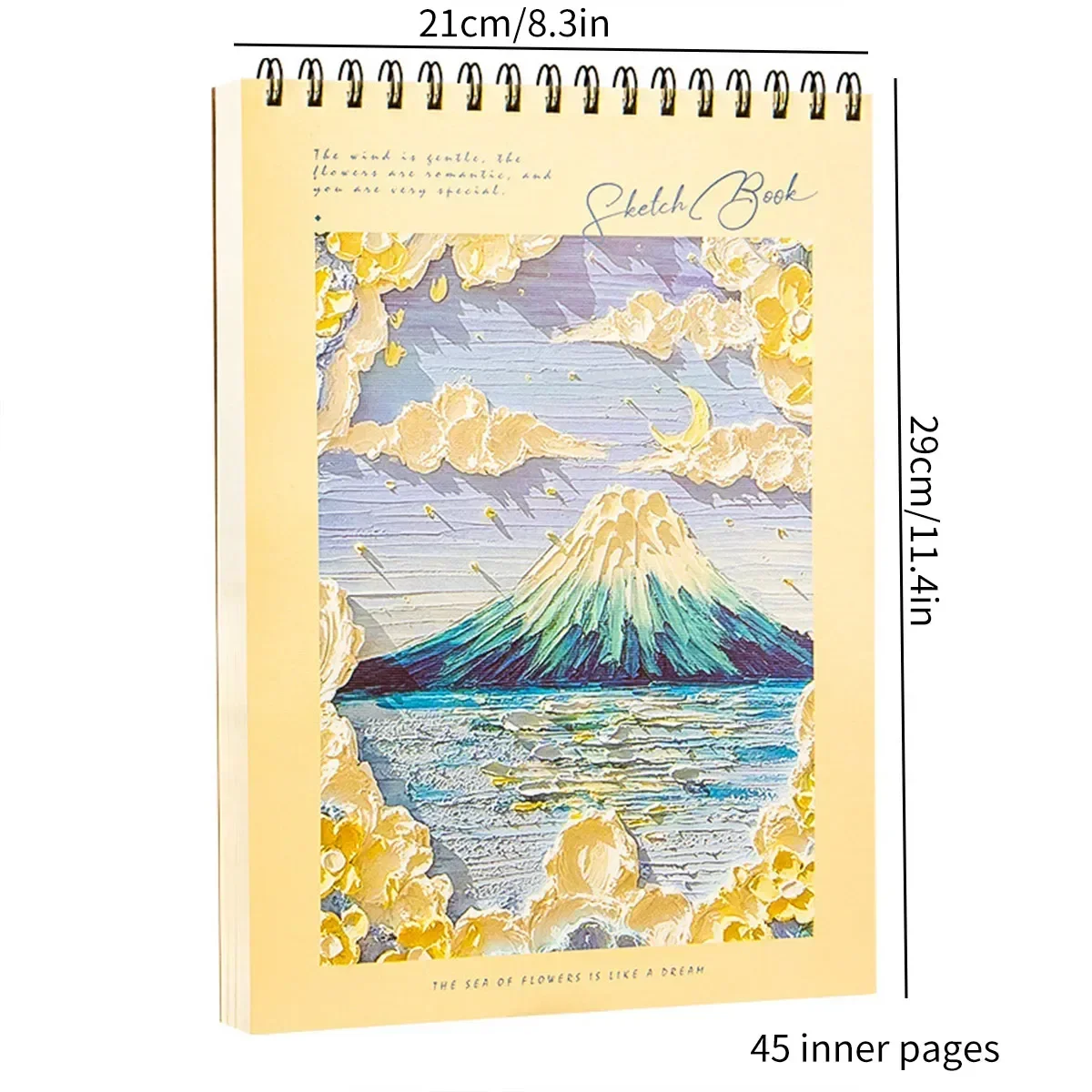 Imagem -02 - Spiral Bound Sketchbook para Artistas e Estudantes Paisagens Únicas Sketchbook Top Espessado 45 Folhas 1pc a4