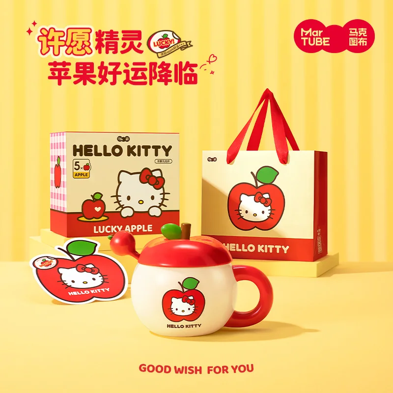 

New Kawaii Wishing Elf Hellokitty Apple Mug Set 450ml Large Capacity Belly Cup Boxed Give Exquisite Holiday Gifts To Girls