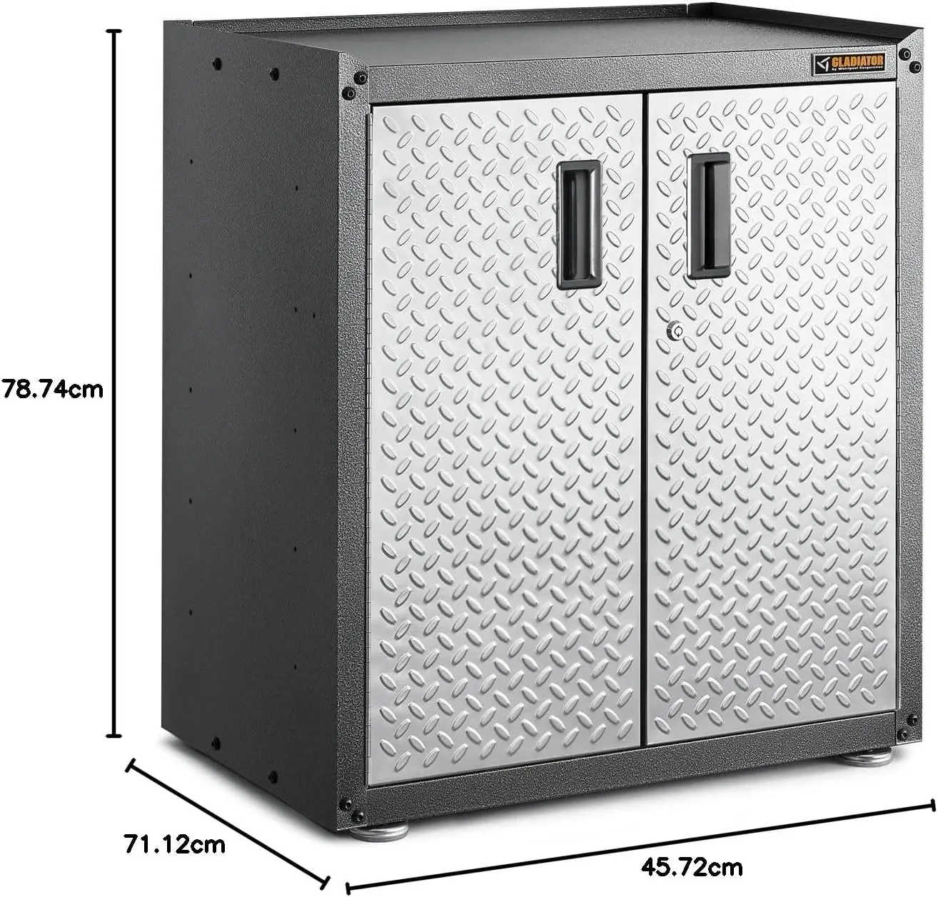 Tool Cabinet Ready-to-Assemble Full-Door Modular Gear Box 1 Adjustable and 1 Fixed Full-width Shelves Holds Up To 300 Lbs Silver