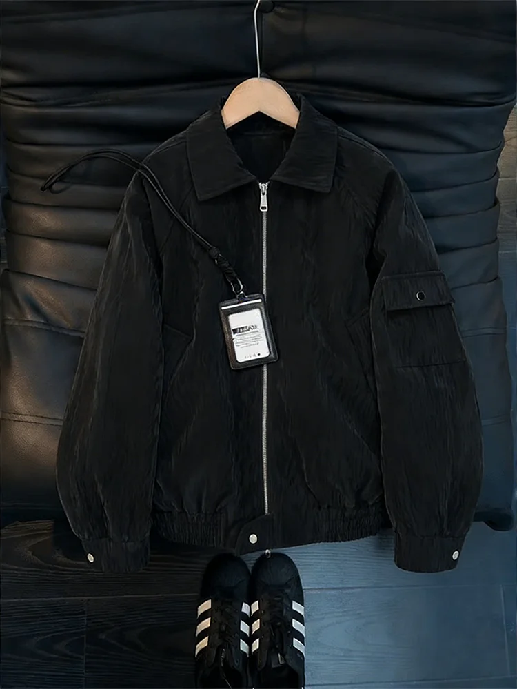 

Мужская демисезонная куртка из искусственной кожи в американском стиле, свободного кроя, для мотоциклистов, повседневная, свободного силуэта