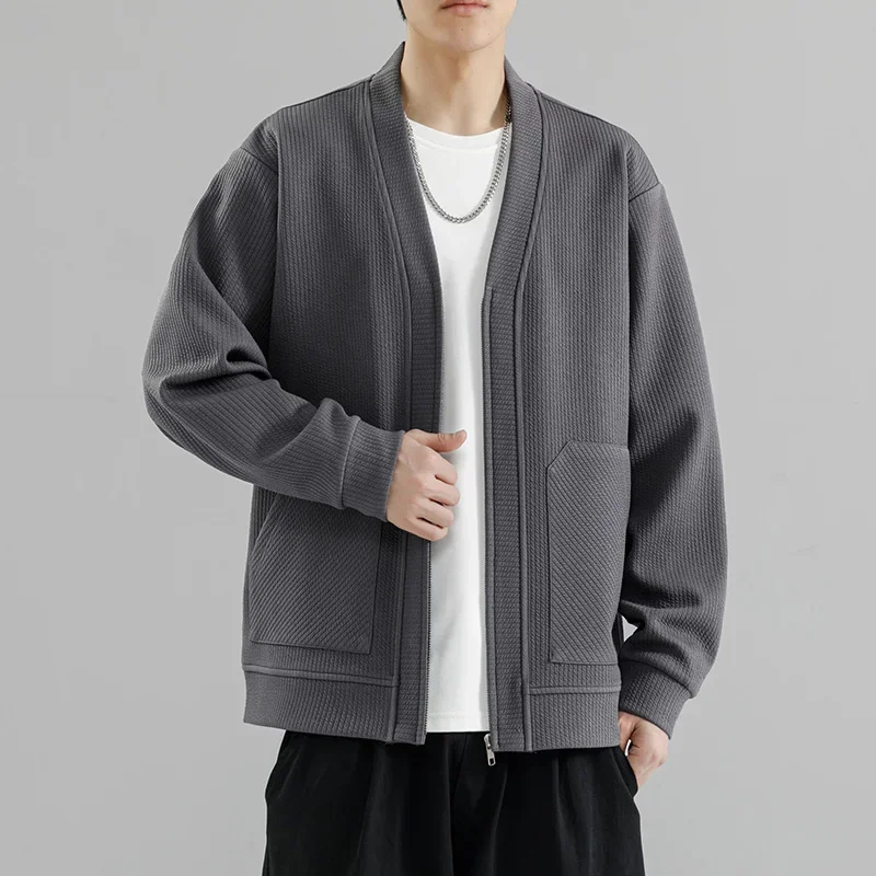 Men's Knitted Jackets 8XL Large Size Autumn Winter V-neck Loose All-match Long-sleeved Tops Oversize Harajuku Style Zipper Coats