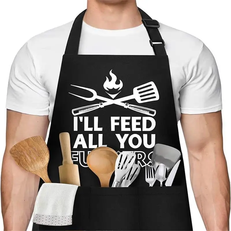 Hot Funny Alphabet Logo House  Printing Kitchen Restaurant Cooking Chef\'s BBQ Man Woman Adjustable Neck Hanger Cleaning  Apron