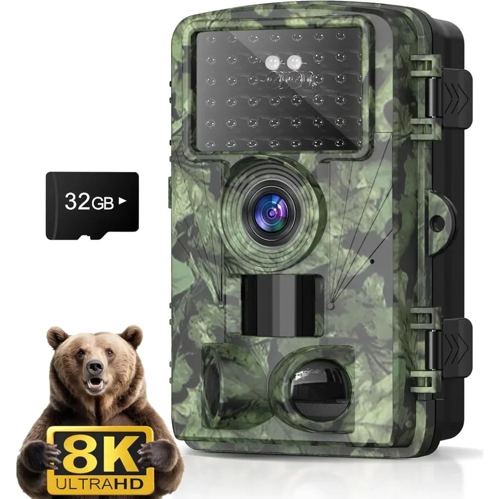 Trail Camera 8k 60MP WiFi Gaming Camera, Lightless Night Vision Motion Activated IP66 Waterproof, 98ft 130° Hunting Camera