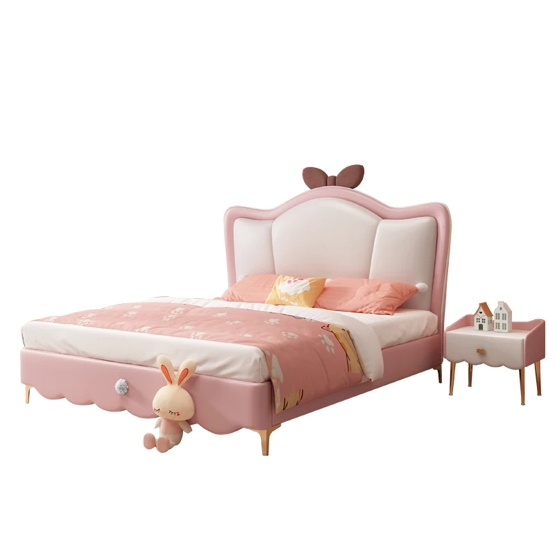 

Bow princess bed children girl little girl bedroom dream pink beautiful girl bed light luxury simple modern