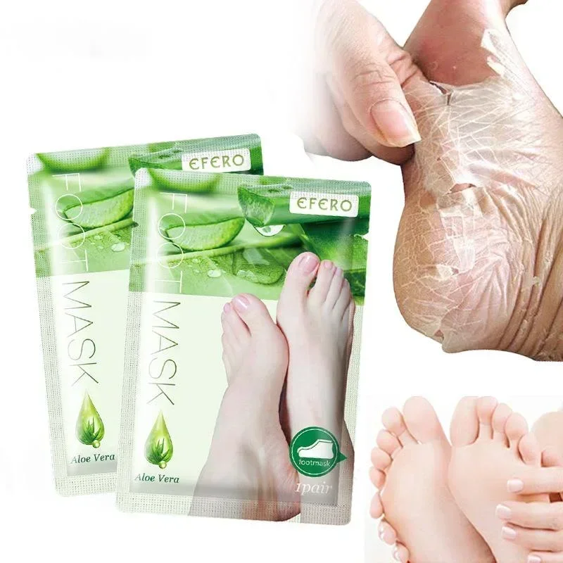 2Pcs Aloe Vera Foot Mask Peeling for Legs Feet Mask Scrub Exfoliating Socks for Pedicure Anti Crack Heel Remove Skin Foot Patch