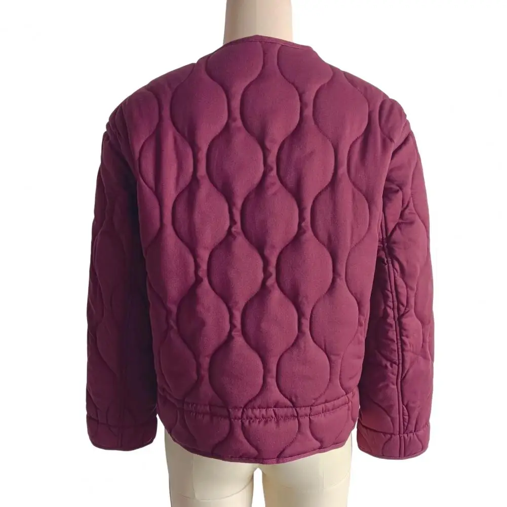 

2025 Women Warm Winter Jacket Coat Round Neck Long Sleeve Jacket Quilted Coats Versatile Style Thickened Casual Outerwear