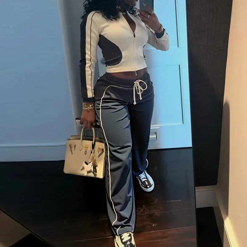 

Fashion Women's Set Full Sleeve jacket+ Pants Suit 2025 Winter Streetwear Active Sporty Two 2 Piece Set Outfit Tracksuit