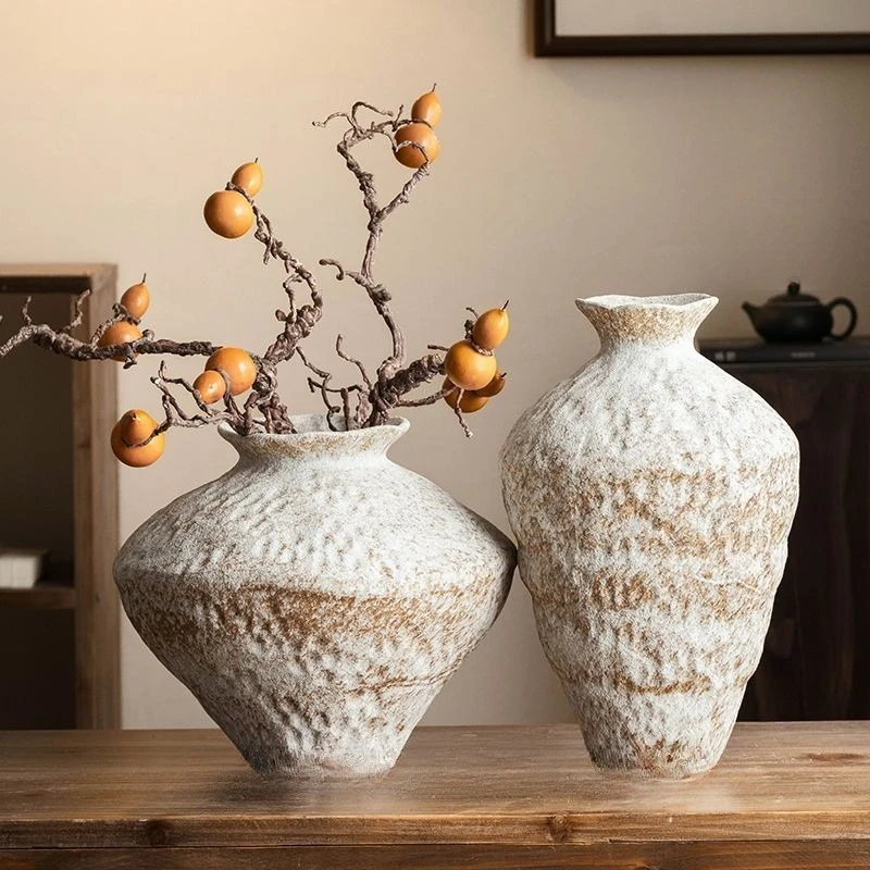 Florero de cerámica estilo Wabi Sabi, florero vintage para decoración del hogar, decoración budista Zen, florero de arreglo floral oriental para sala de estar
