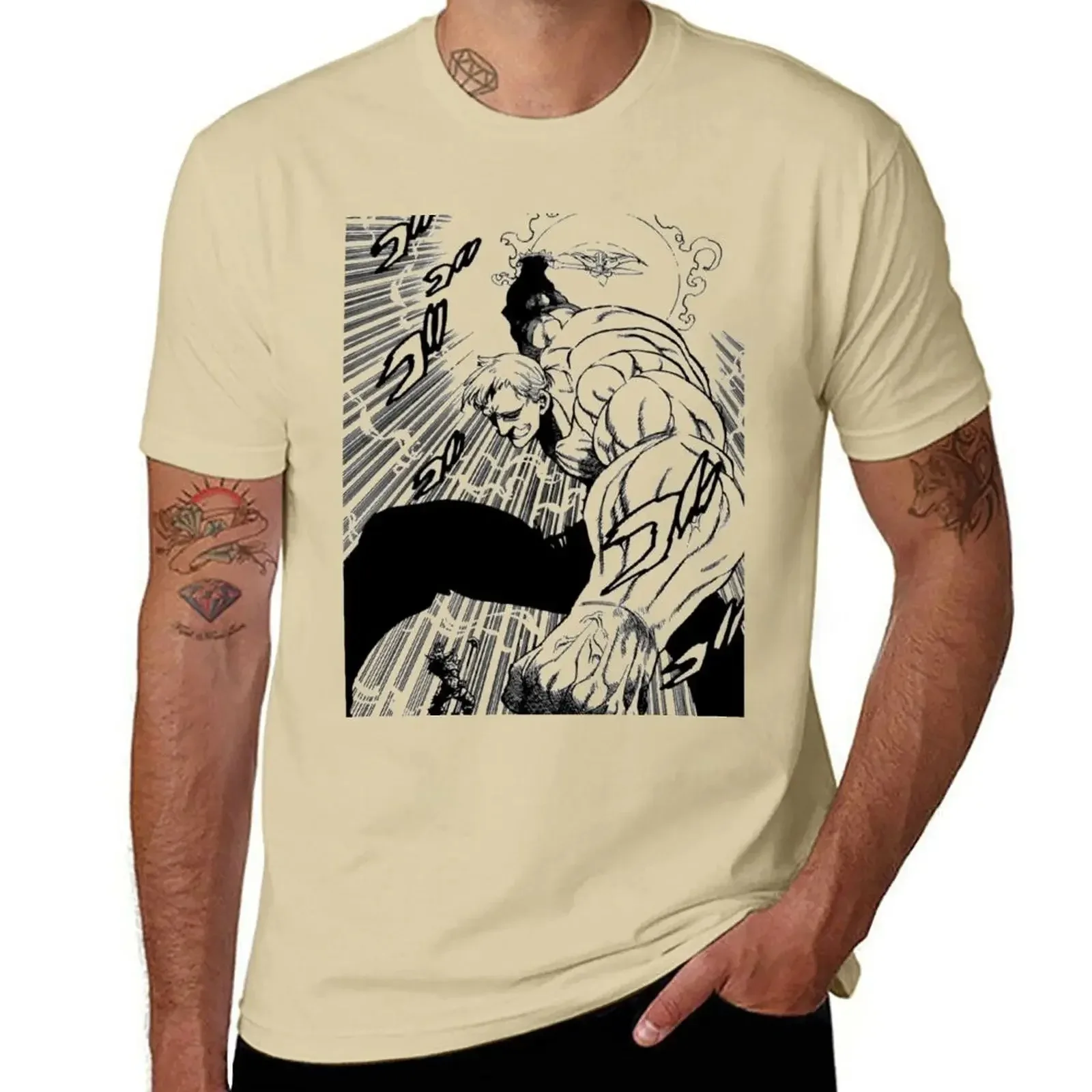 Lion's Sin of Pride, Escanor T-Shirt Summer Print Tops Sweat Mens Graphic T-shirts Funny