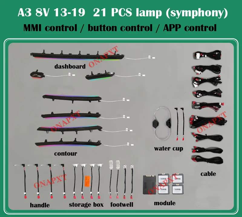 For Audi Q2 Q3 Q5 Q7 Q8 A3 S3 A4 S4 A5 S5 A6 A7 A8 8V B8 B9 C7 C8 D5 Symphony Door Dashboard Ambient Light LED Atmosphere Lamp