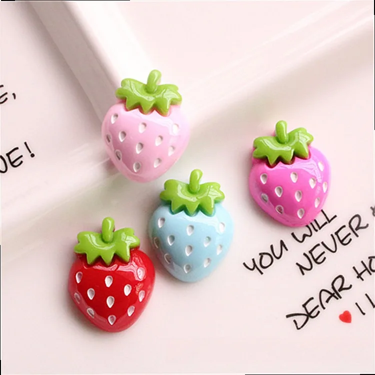 100pcs Wholesale Simulated Fruit Resin Cabochon Strawberry Lemon Grape Peach DIY Jewelry Doll House Decor