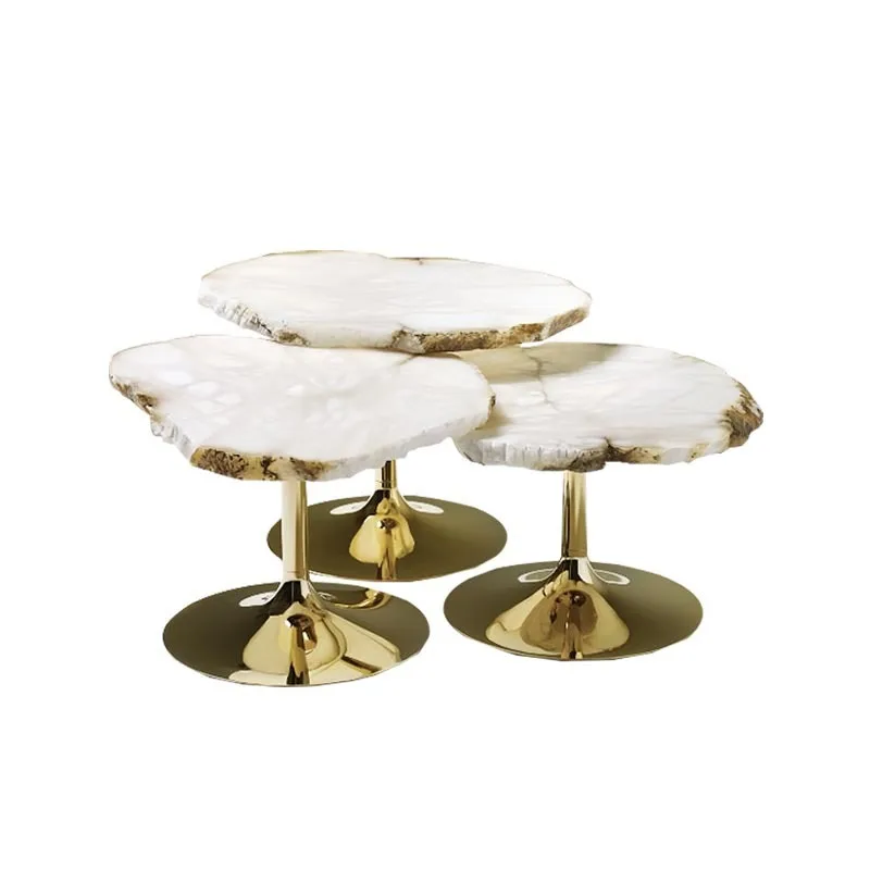 Snowflake stone edge sofa, modern high-end combination coffee table in the living room