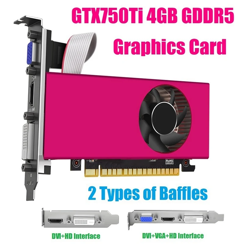 

Видеокарта GTX750Ti 4 ГБ GDDR5 1020 МГц 128 бит DVI + HDMI-совместимая видеокарта PCI-E 2,0 16X