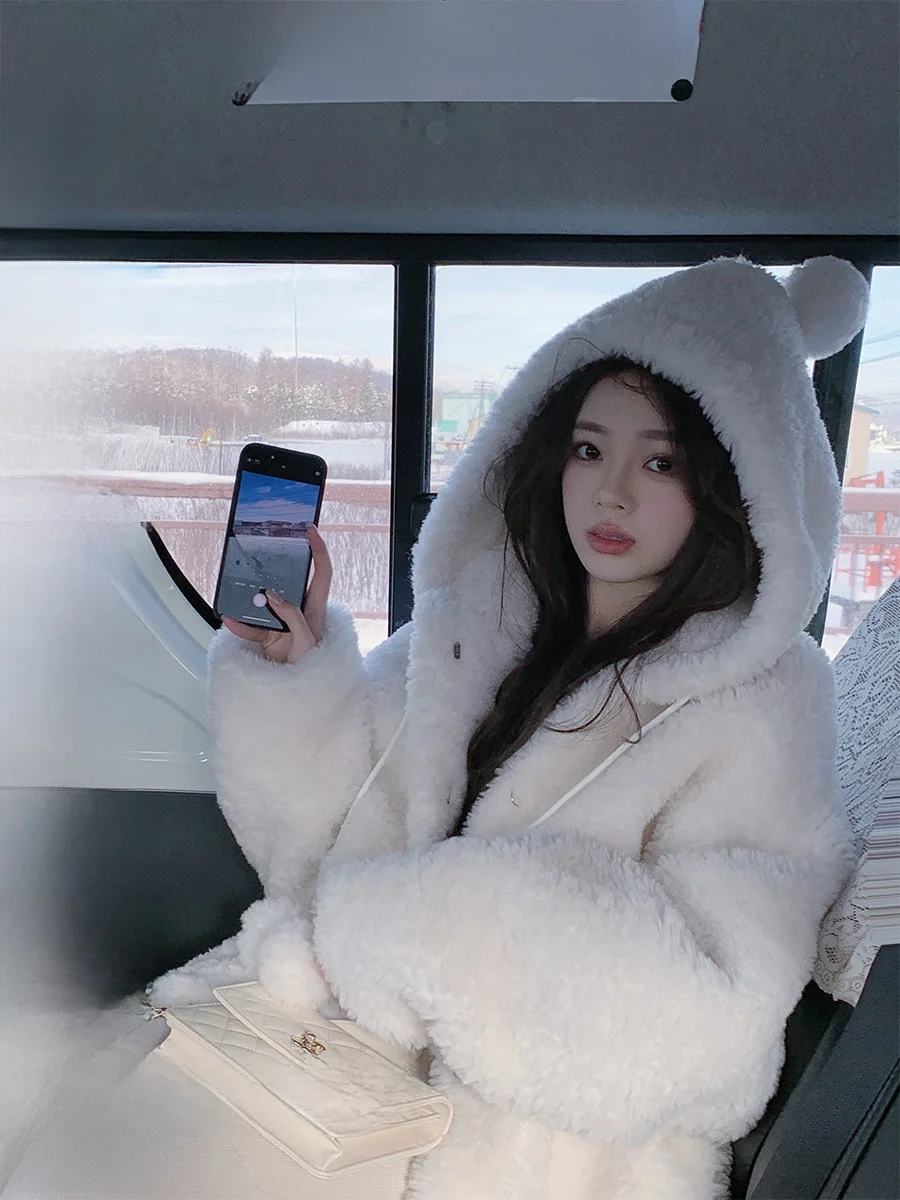 

Женское пальто Dearhua из натурального меха ягненка с утепленной подкладкой, капюшоном, длинными рукавами, в роскошном винтажном стиле, шерстяное, кожаное