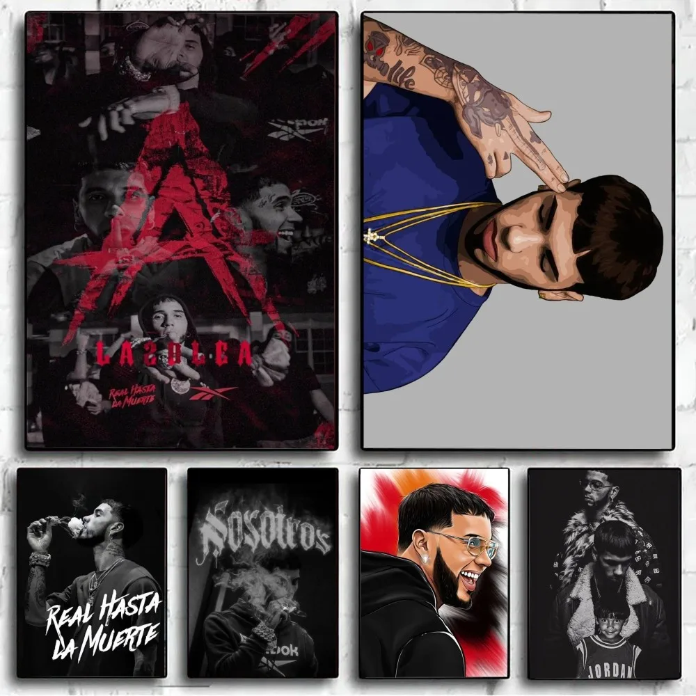 Poster lengket film Hip Hop Rapper Anuel AA Poster Kraft Club Bar Paper Vintage Poster Wall Art Painting Bedroom Study Stickers