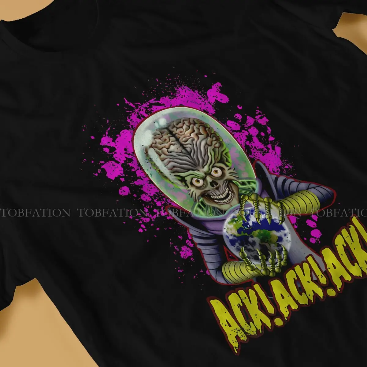 Ack Round Collar TShirt Mars Attacks Alien Sci-Fi Movies Fabric Original T Shirt Man\'s Clothes Individuality Fluffy