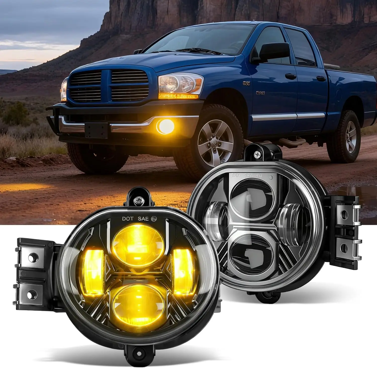 

Янтарный светодиодный противотуманный фонарь, совместимый с Dodge 2002-2008 Ram 1500 Dodge Ram 2500/3500 Pickup Truck 2003-2009, светодиодный противотуманный фонарь в сборе