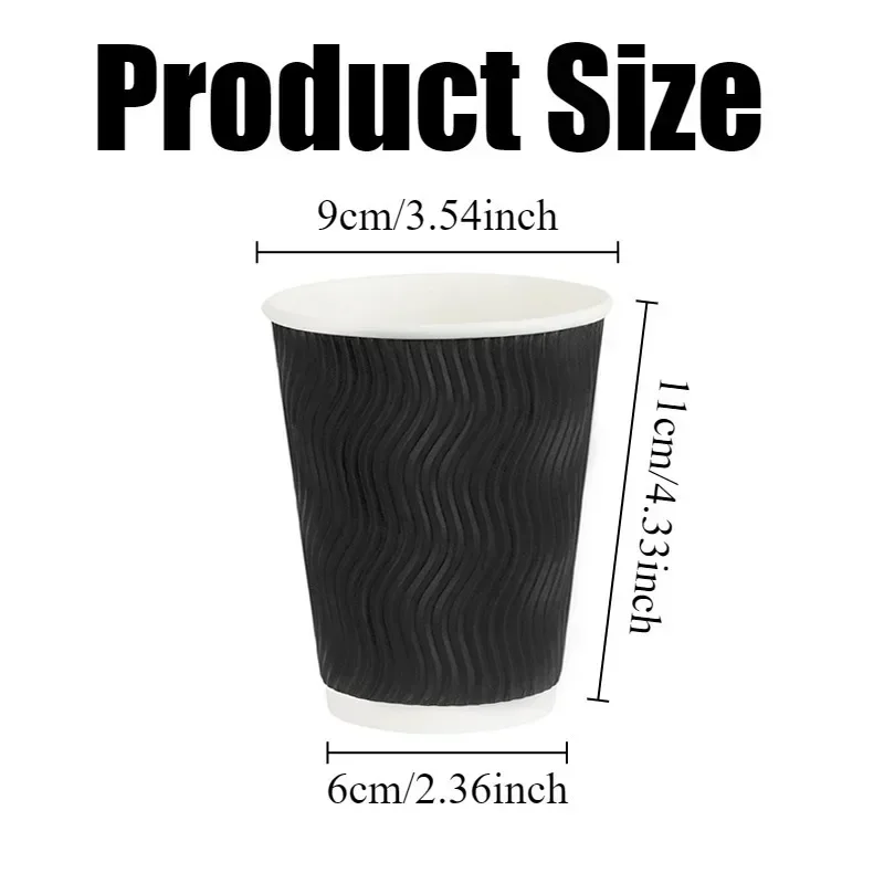 25/50PCS Ripple Paper Cups Disposable Coffee Cups Hot Drink Paper Cups To Go Coffee Cups Cafe Beverage Cups Party Drinkware Set