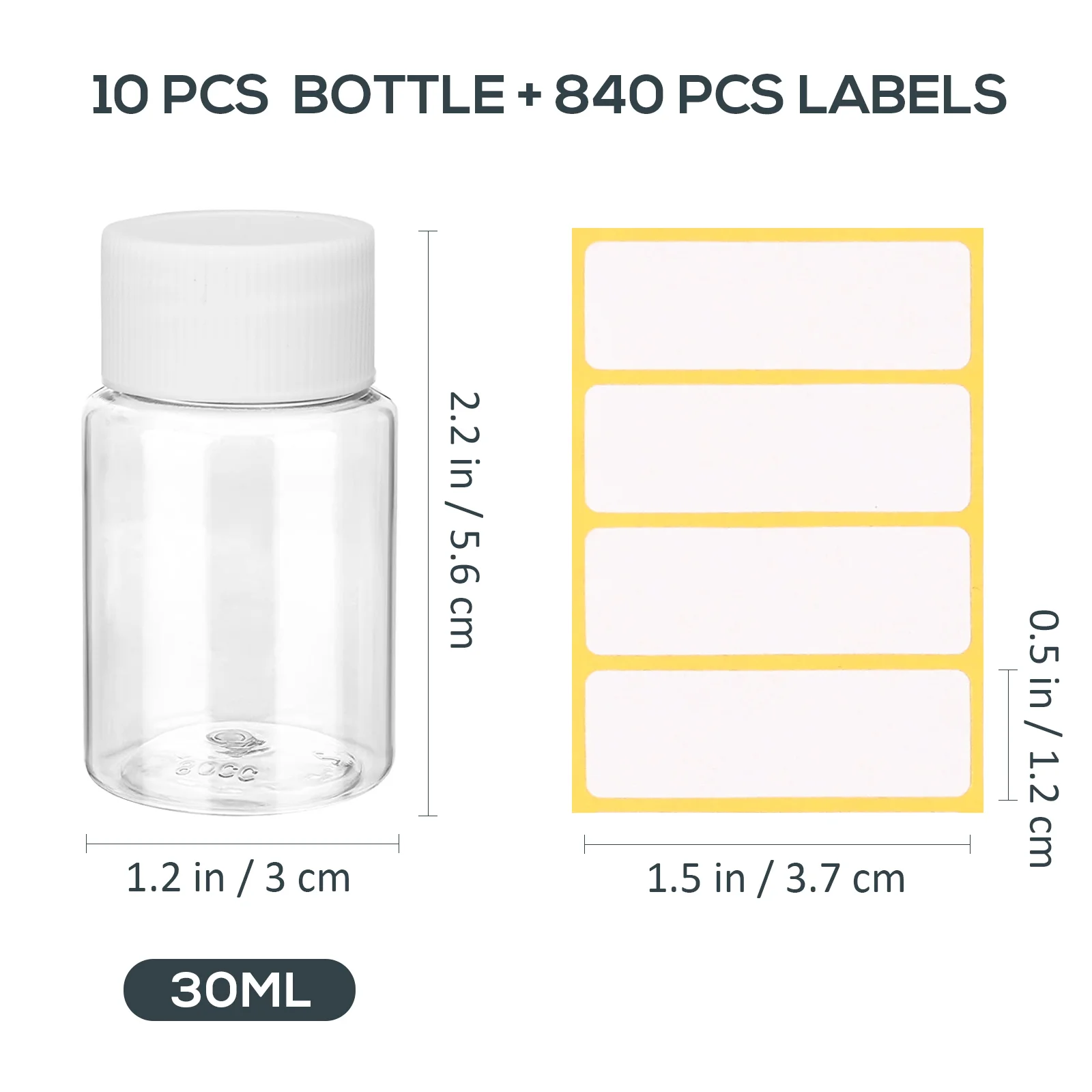 1 capsule per bottiglie di medicinali Contenitori per campioni Bottiglie di stoccaggio Pillola Piccolo tablet Barattolo piccolo L'animale domestico vuoto