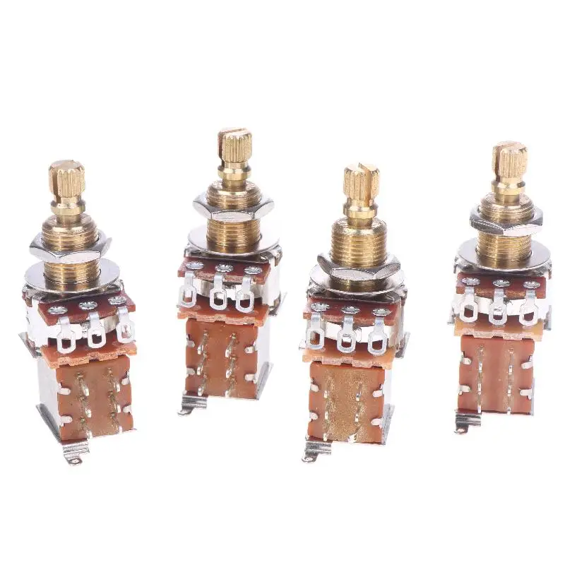 ✰✪500K / 250K Long Shaft Push Push Potentiometer Guitar Volume Knob Potentiometer For Bass Double Bounce Boost Switch Parts