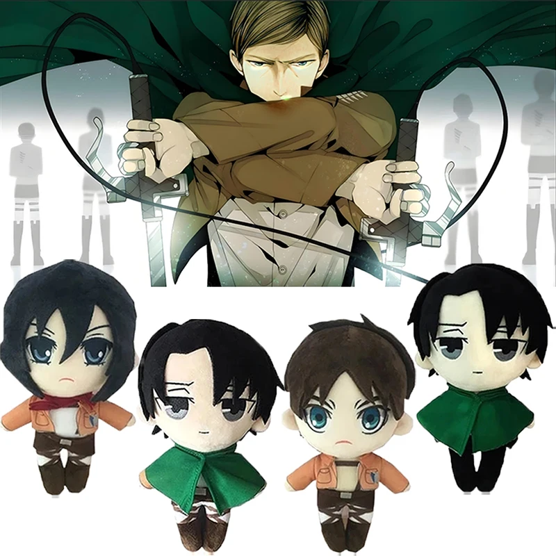 Anime Attack on Titan Plush Toys Levi Eren Mikasa Plushie Pillow Kawaii Cosplay Collection Green Stuffed Dolls Christmas Gifts