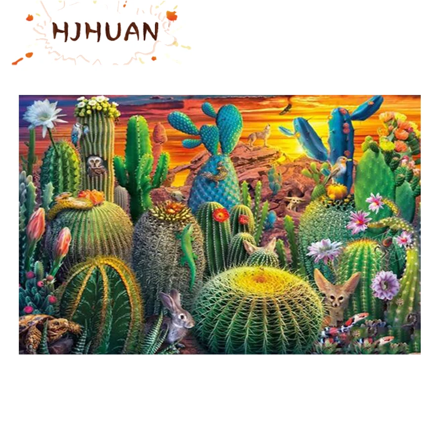 

New 5D crystal Round diamond painting Cactus flowers cluster DIY diamond painting embroidery Home Decor diamond mosaic gift art