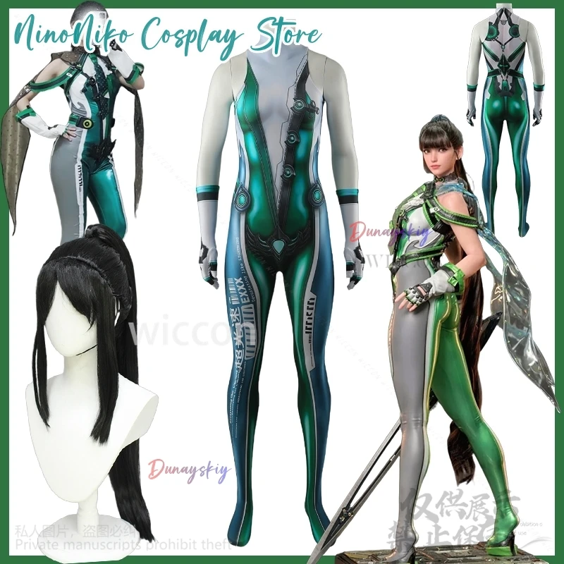 

Game Nikke Cosplay Blade Collab Eve Anime Costume 3D Printed Green Sexy Jumpsuit Punk Zentai Bodysuit Y2K Jirai Kei Girls Cos