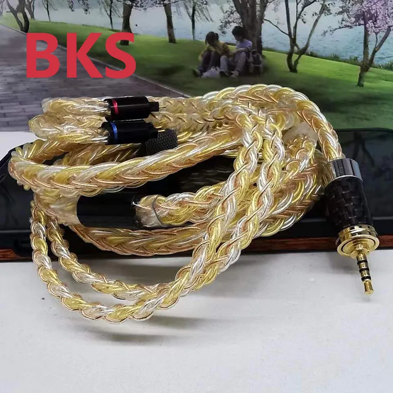 

DIY 12-strands gold, silver and copper mixed knitting 7N OCC HeadPhone Cable MMCX/0.78 2Pin 3.5mm 2.5mm 4.4mm Earphone Custom