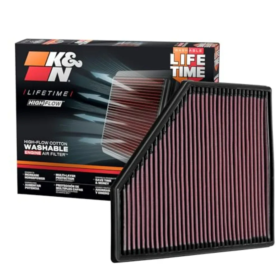 

High-Flow Original Lifetime Engine Air Filter: Increase Power Premium Washable Compatible with 2015-2021 BMW See Product Descri