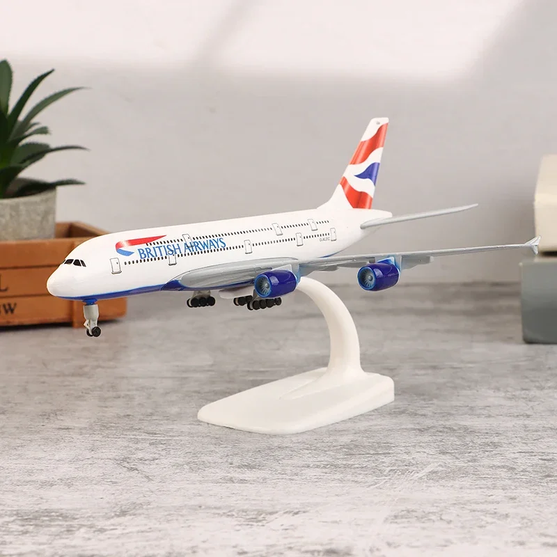 20cm liga de metal uk air britânica airways 380 a380 companhias aéreas avião com trens de pouso modelo diecast avião modelo