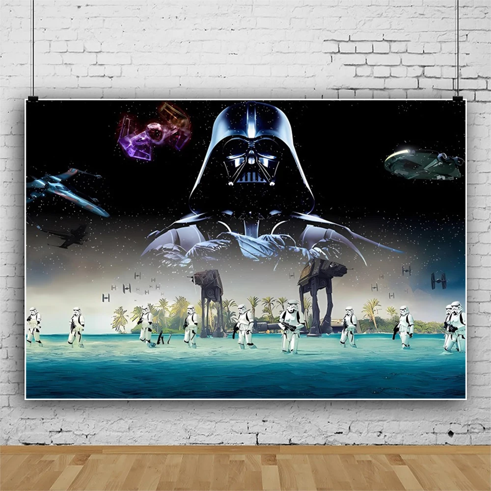 

Hasbro Star War Young Boy Background For Photography Birthday Party Supplies Photo Backdrop Stage Baby Shower Props Banner