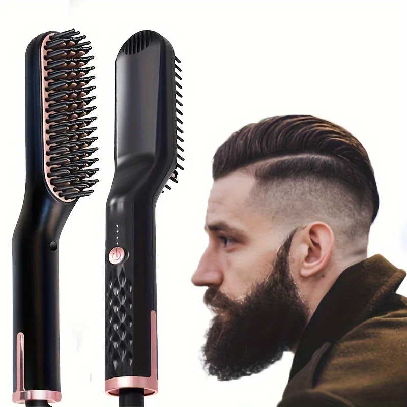 

Men Beard Straightener Comb Ionic Hair Straightener Brush Anti-Scald Portable Straightening Comb Anti-frizz Hair Beard Brush