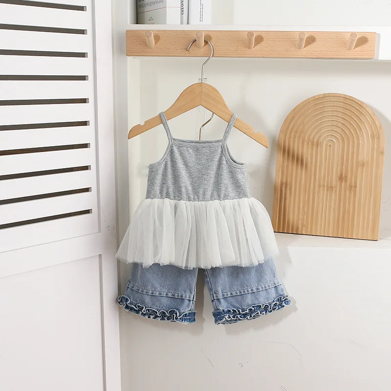 

Baby Clothes Set Summer Baby Girl Suspender Thin Summer Clothes One-year-old Small Month-old Summer Two-piece Set