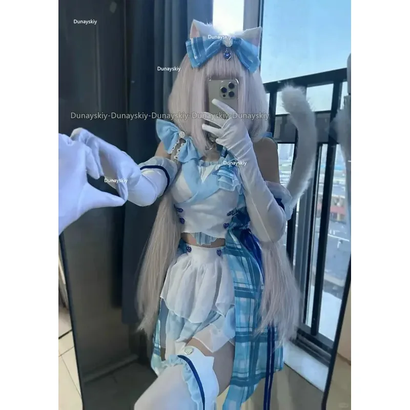 Anime Game Nekopa Vanilla Chocola Cosplay Costume Nekomimi Paradise Wig Printing Maid Attire Woman Sexy Kawaii Carnival Suit