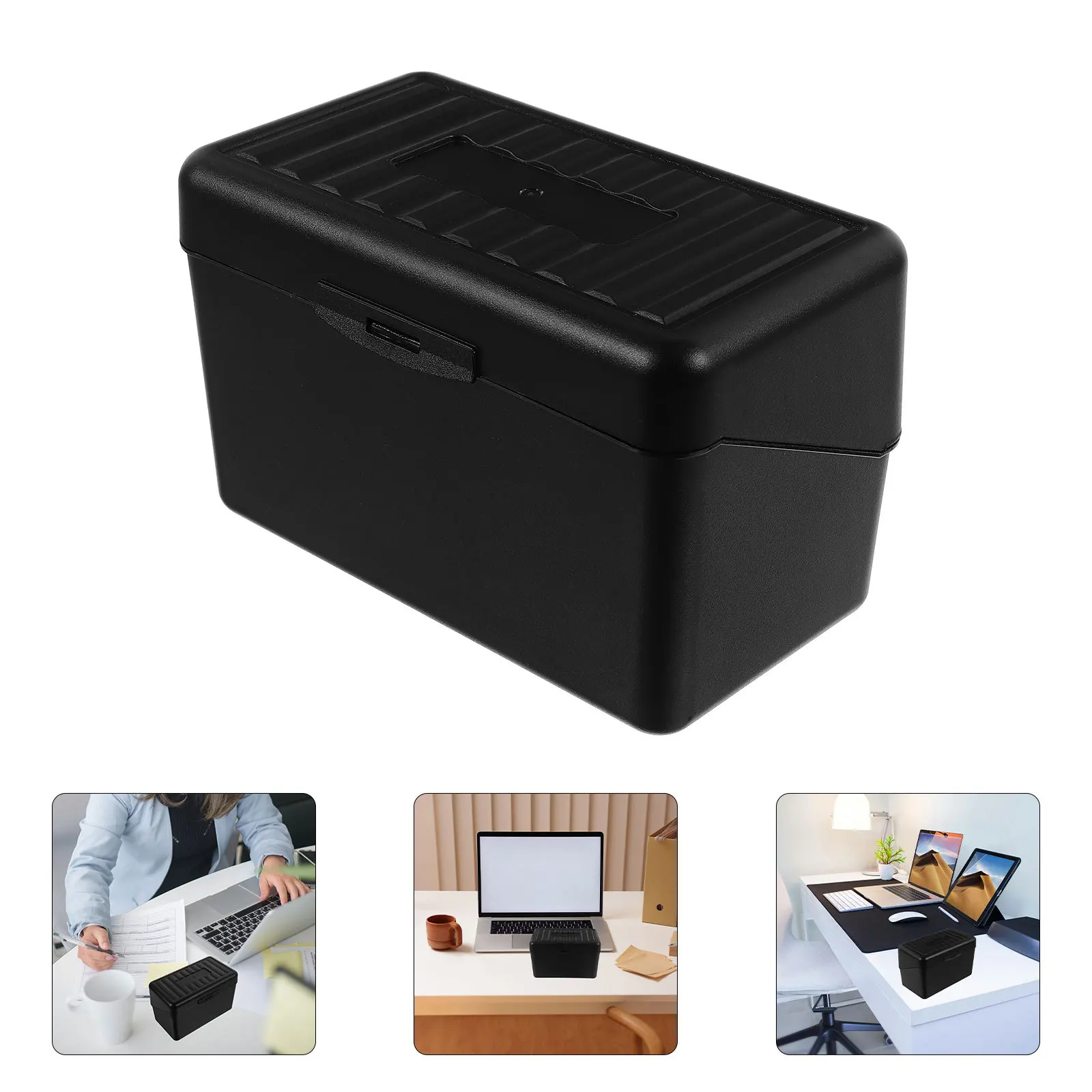 

Plastic Box Large Capacity Dustproof Business Holder Desktop Organizer For Office Supplies Portable Index Card Container