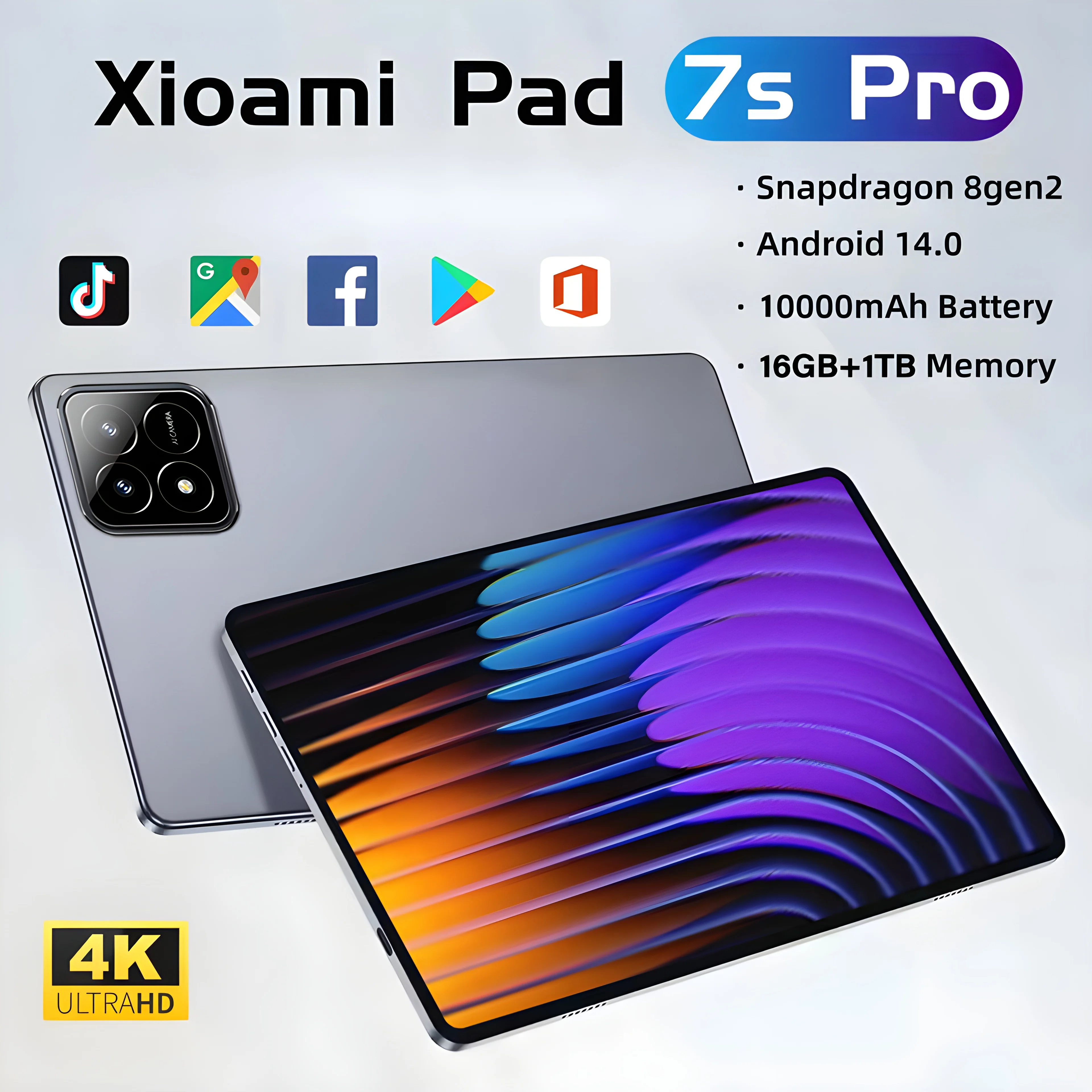 Global Original Pad 7 Pro Tablet a schermo intero da 10,1 pollici 120Hz Snapdragon 8 Gen2 24MP + 48MP 16GB + 1TB 10000mAh Batteria 5G Android 14