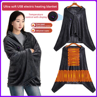 2025 Heated Shawl USB Electric Heated Blanket 3 Heating Levels Fleece Heated Mat Wearable Body Warmer Poncho Throw for Office