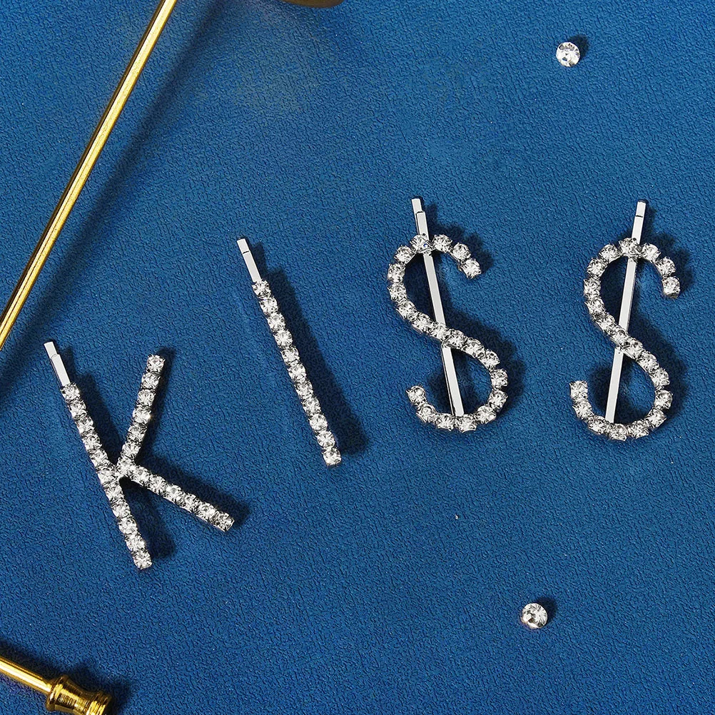 

1 комплект, заколки для волос со стразами и буквами, декоративные аксессуары для женщин и девочек, вечерние заколки для волос с буквами для повседневной жизни